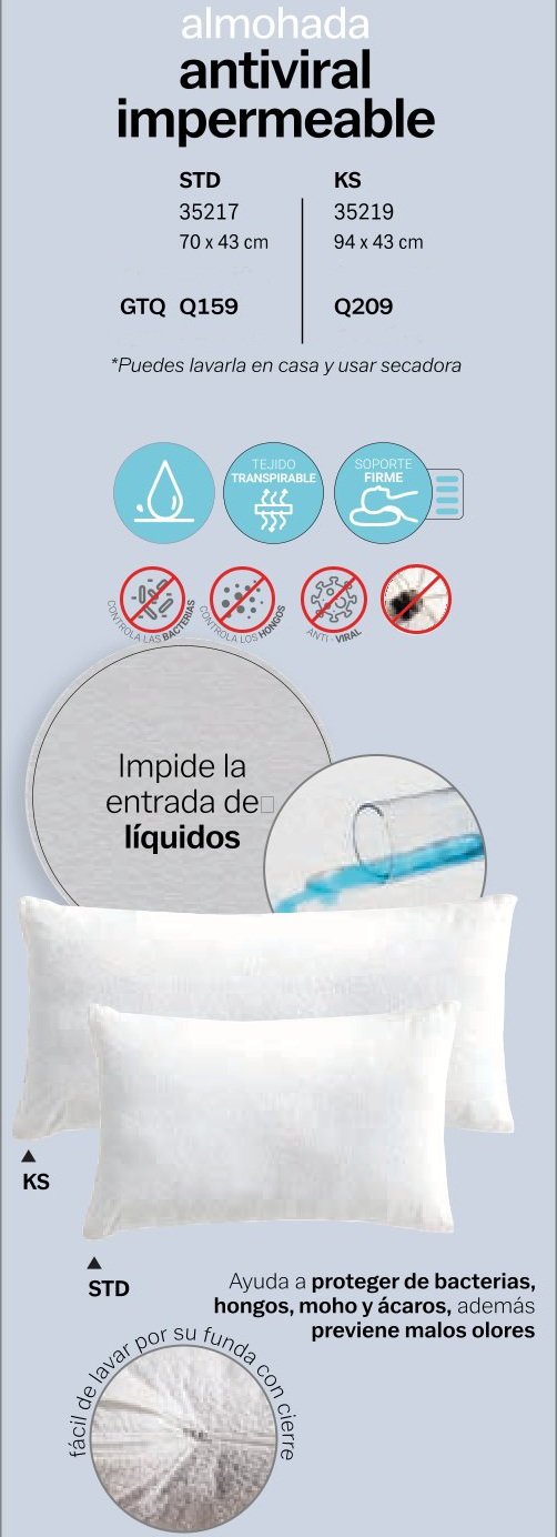 121 Almohada Antiviral Impermeable