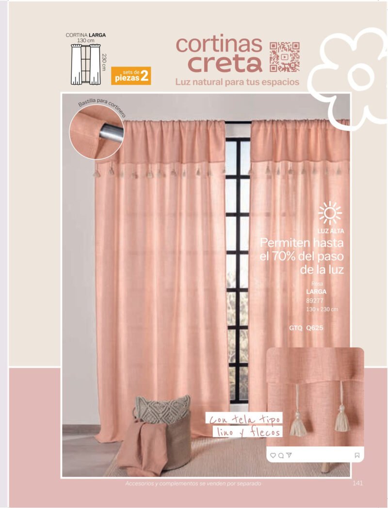 Cortinas Creta Rosa