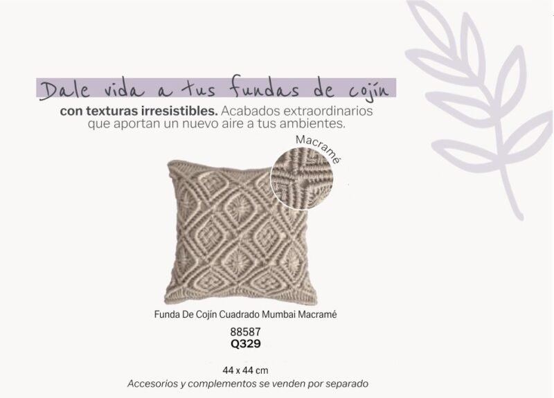 Funda de cojin cuadrado mumbai macrame Funda de Cojín Cuadrado Mumbai Macramé