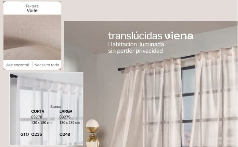 Cortinas Translúcidas Viena Blanco