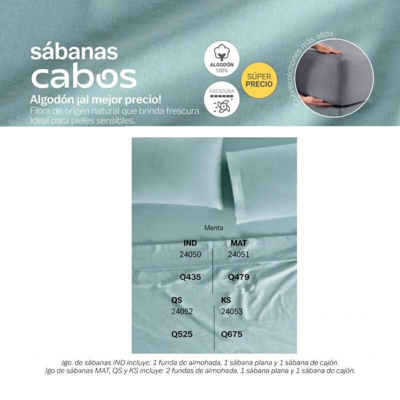 Sábanas Cabos Menta