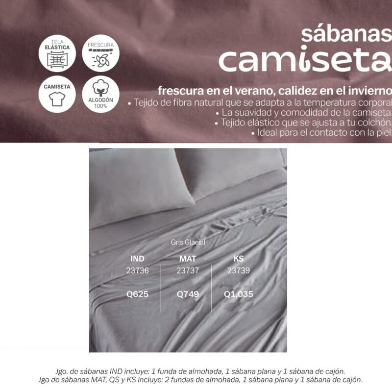 Sabanas Camiseta Gris Glacial