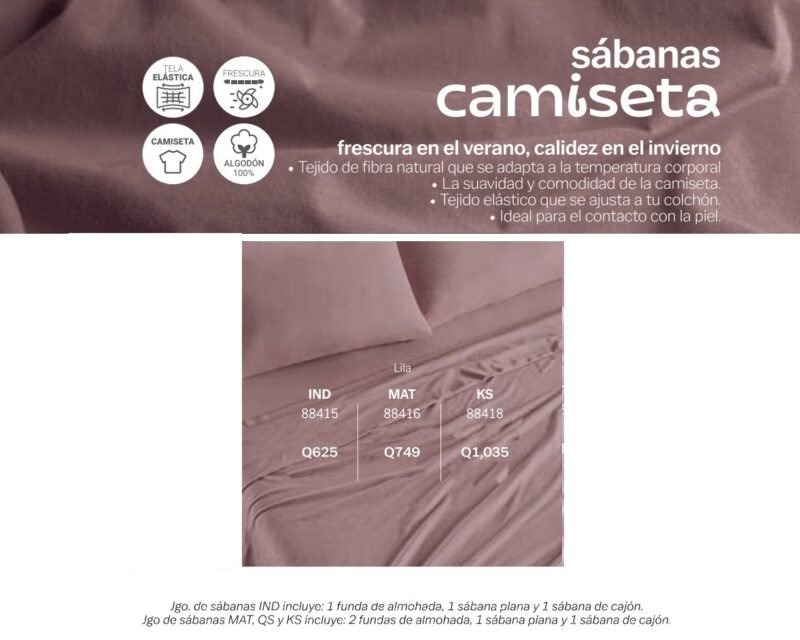 Sabanas Camiseta Lila