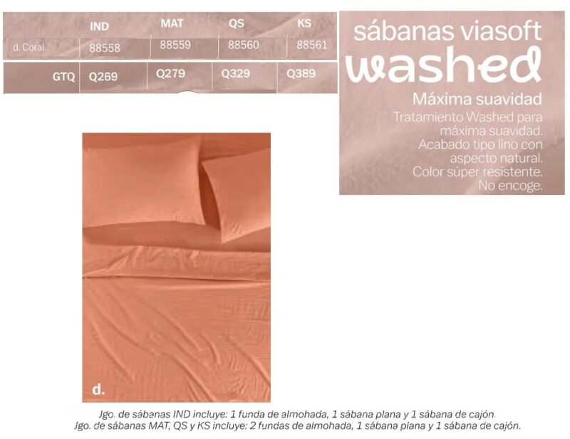 Sabana Viasoft Washed Coral