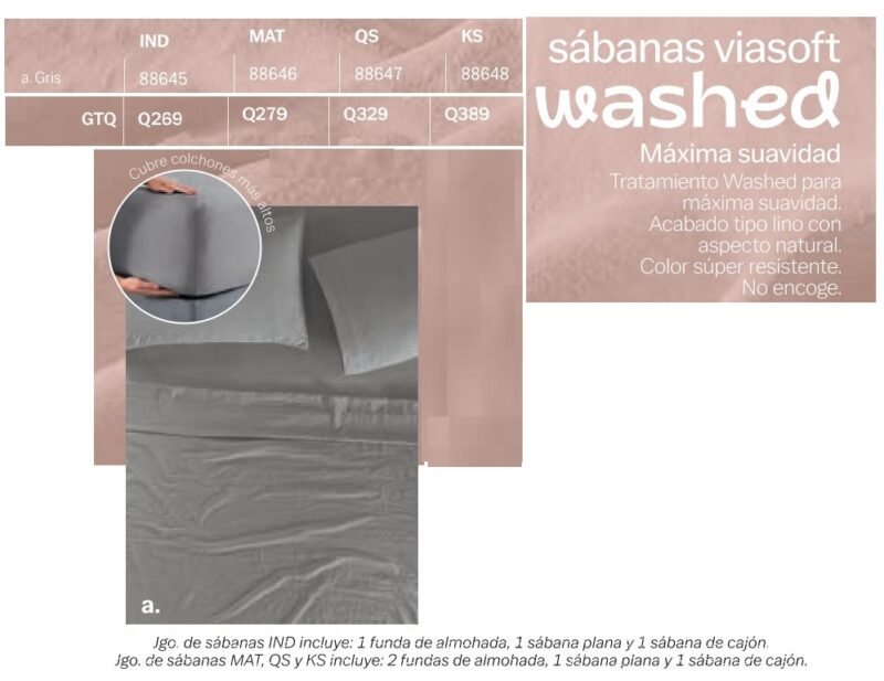 Sabana Viasoft Washed Gris