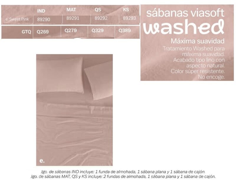 Sabana Viasoft Washed Sweet Pink